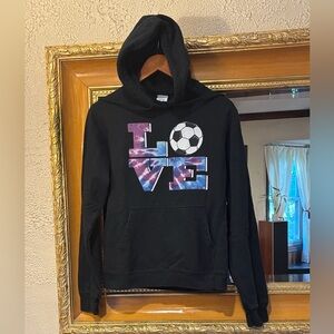 Port & Company Black “Love Soccer” Hoodie - Size S